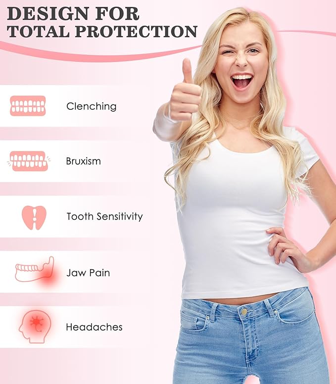 Large Mouth Guard for Grinding Teeth at Night, Night Guards for Teeth Grinding,Mouthguards for Grinding of Teeth, Sleep Guard with 2 x 5X Mirror Mouth Guard Case, Large (4 Pack)