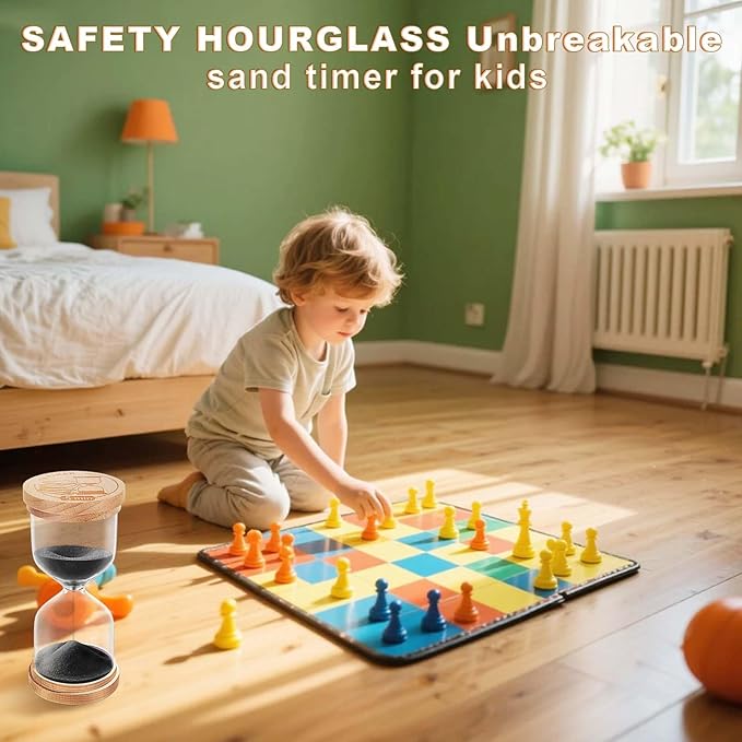 Wooden Sand Timer 15 Minute, Mini Sand Clock, Beech Wood Black Hourglass Hour Glass, Small Sandglass 15 Min for Classroom, Game,Decor,Kitchen (Black)