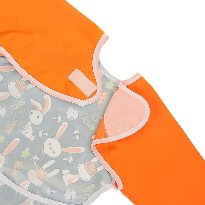 Infant Toddler Baby Waterproof Sleeved Bib, Bib with Sleeves&Pocket, 6-24 Months