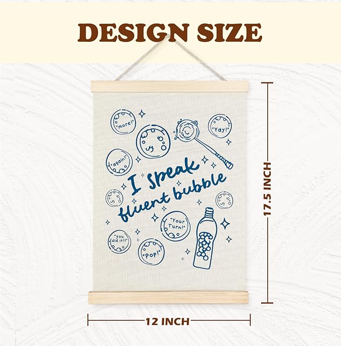 Yomisex Blue Speech Therapy Wall Art Poster, Speech Therapist Gift, Slp Gifts, I Speak Fluent Bubble Mental Health Wall Art Framed for Counselor Therapy Office Decor, 12x16 Inch