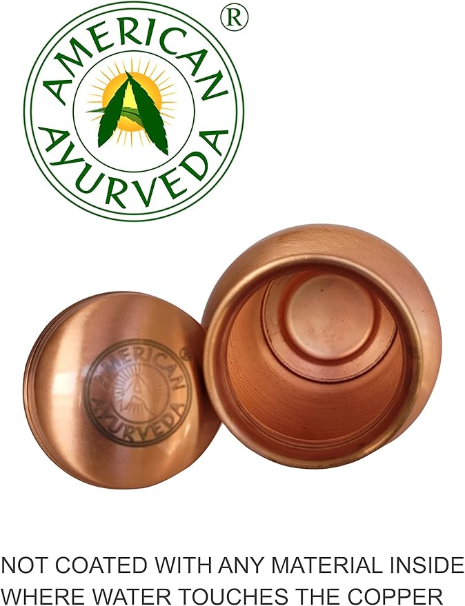 A American Ayurveda 100% Pure Copper Water Bottle for drinking, Jointfree, Leakproof, Natural Ayurveda Health Benefits, Copper bottle, Alkaline Water 600ml (20Oz) Capacity