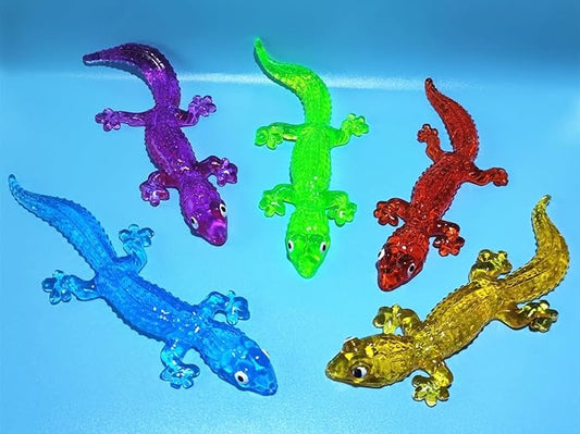 5Pack Super Stretch Sticky Lizard Mochi Squishy Toys,Soft Stress Relief Fidget Toys, Goodie Bag Stuffers,Classroom Prizes,Birthday Gifts,Party Favors (Transparency Series)