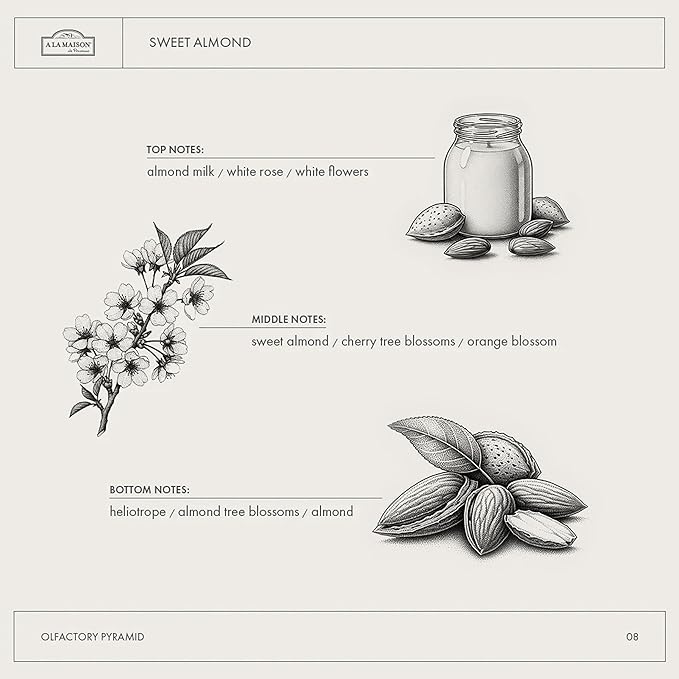 A LA MAISON French Liquid Hand Soap, Almond - Natural Hand Wash Made with Essential Oils - Biodegradable, Plant-Based, Vegan, Cruelty-Free, Alcohol & Paraben Free (16.9 oz, 3 Pack)