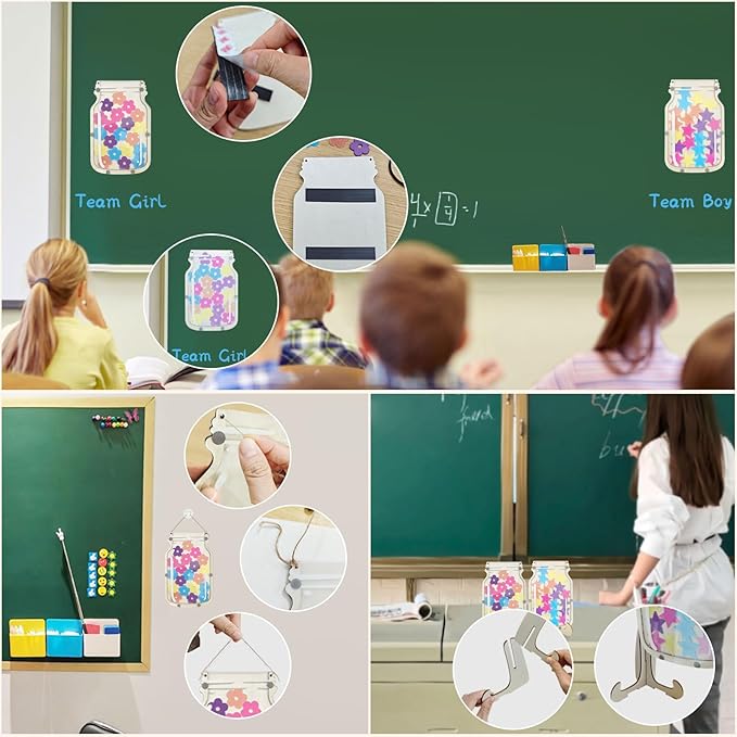 2 PACK Reward Jars for Kids: Magnetic Star Jar Reward System for Classroom & Home - Back To School Class Positive Behavior Incentive Jar for Teacher - 3 Options Placement