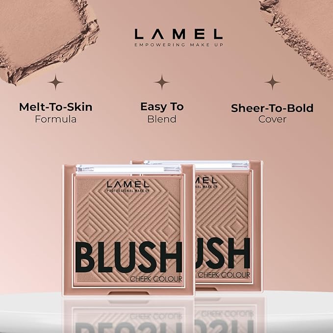 Lamel Blush Cheek Taupe Color Mini - Natural, Lightweight, Smooth, Blendable Powder - Shading & Contouring - 4 Universal Shades Powder Blush - Cruelty Free - № 404 (Taupe) - 3.8g / 0.13