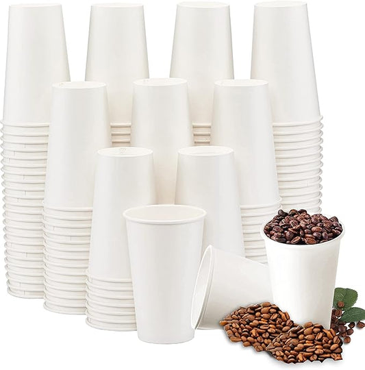 Lamosi 16 oz Disposable Coffee Cups, 180 Pack 16 oz White Paper Cups, Hot/Cold Beverage Drinking Cups for Water Juice or Tea, Office Party Home Travel