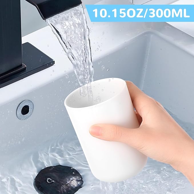 2 Pcs Toothbrush Holder Cup 300ml Bathroom Tooth Brushing Tumbler Plastic Mouthwash Cup for Travel Rinsing Drinking Vanity Countertop Toothpaste Wash Up Washing