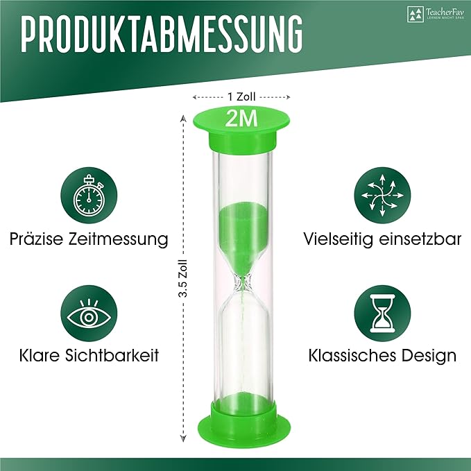 Sand Timer for Kids Set of 12 Small Colorful (Multi) Hour Glass Acrylic Covered Clock - 2 Pcs Each for 30Sec 1Min 2Min 3Min 5Min 10Min for Classroom, Home & Kids Room