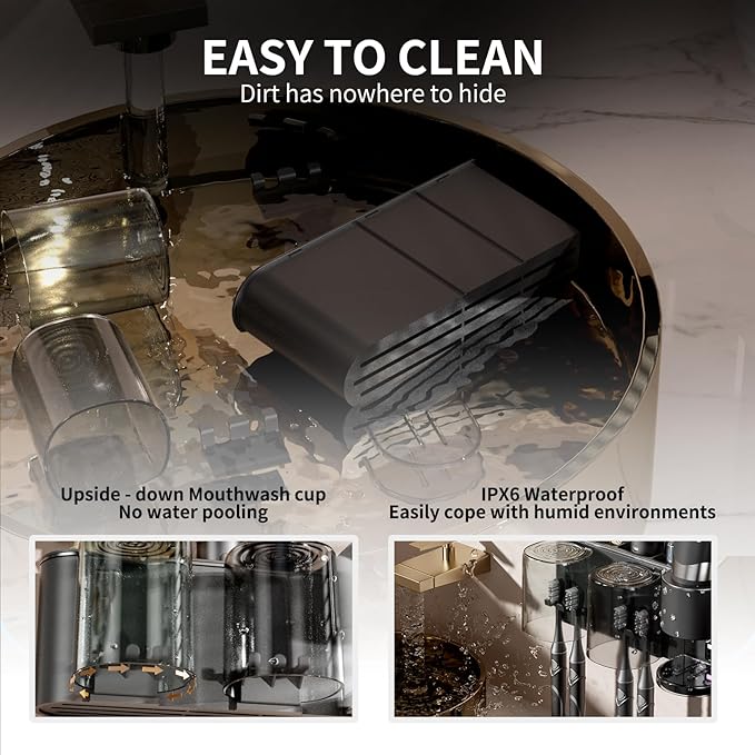 Automatic Toothpaste Dispenser Wall Mounted: 2 Cups Toothbrush Holders Black Electric 6 Adjustable Levels Auto Toothpaste Squeezer Smart Rechargeable Touchless for Kids Adults - Bathroom