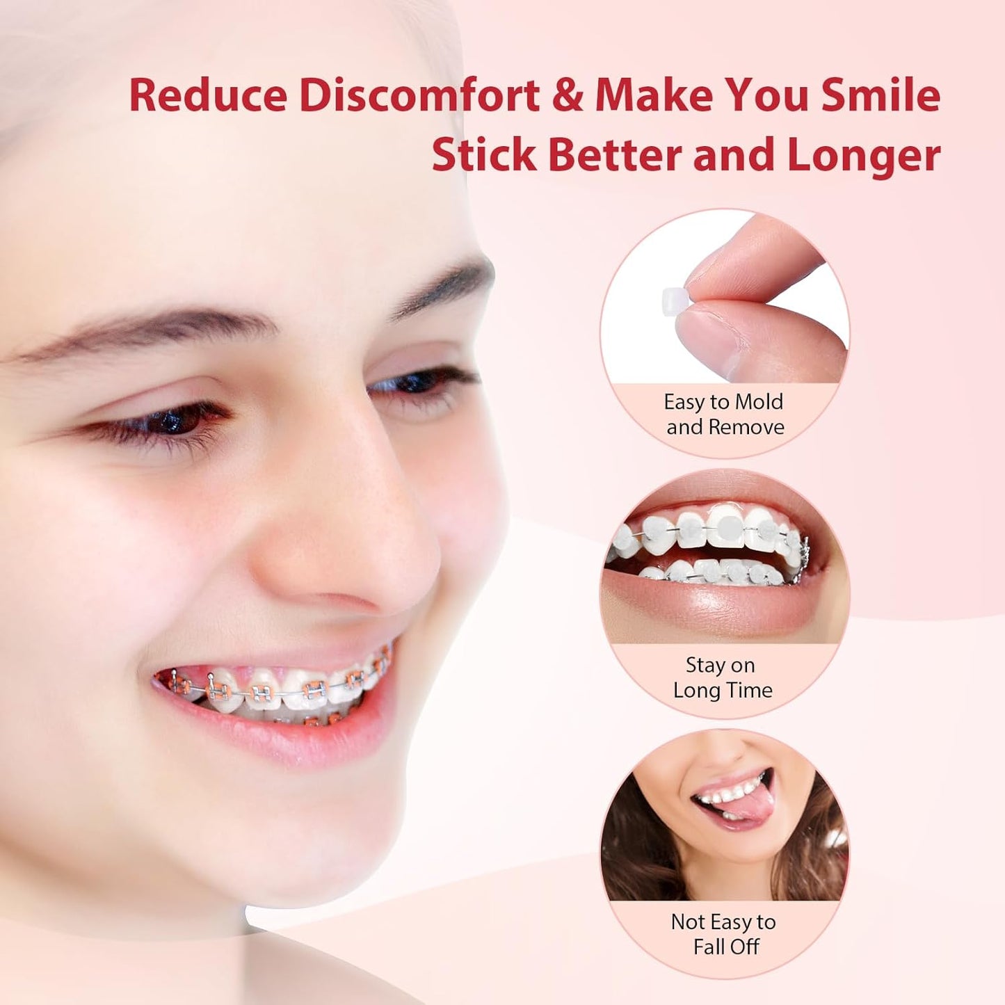 JMU 10 Pack Orthodontic Wax for Braces, 500 Precut Wax Dots, Strawberry Flavored for Fresh Breath, Safe for Sensitive Teeth & Braces Care