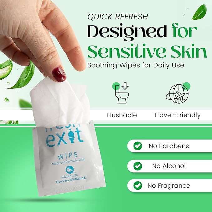 Flushable Wipes for Adults – 36 Individually Wrapped Biodegradable Wet Wipes, Travel Size, Extra-Large Unscented, hypoallergenic – Feminine Hygiene & Personal Care Wipes