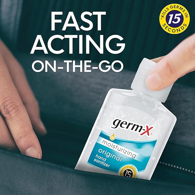 Germ-X Nourish Hand Sanitizer, 2 Fl Oz (Pack of 24), 2-in-1 Moisturizing and Sanitizing Formula with Shea Butter, Vitamin E & Aloe, Non-Greasy, Mini Travel Size for On-The-Go, Fresh Scent