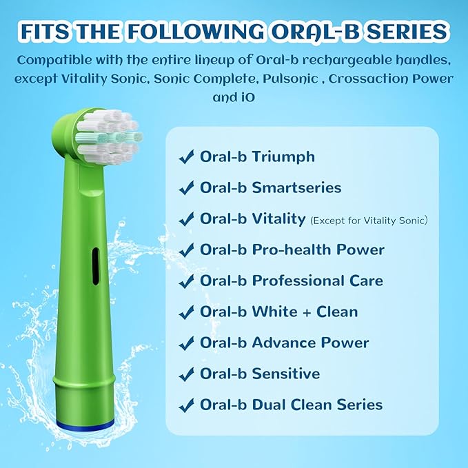 GENKENT 20 Pcs Kids Toothbrush Head Compatible with Braun Oral B Kids Electric Toothbrushes, Extra Soft Bristle for Sensitive