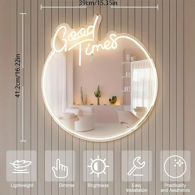 LED Mirror Neon Lights Light Up Dressing Mirror Cat/Shine Heart/Bat/Butterfly Shape Neon Mirror Sign for Modern Home Girl Room Bathroom Salon Wall Art Decor Gift For Girlfriend USB Powered