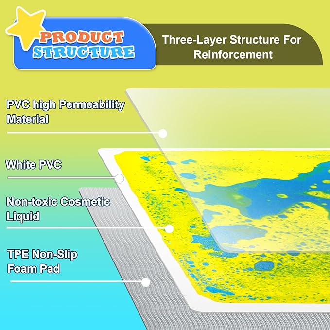 Toddlers Sensory Liquid Floor Tiles - 4 Pack Liquid Tiles for Kids Sensory Play & Motor Skills Development, Safe Non-Toxic Lava Sensory Mats for Classroom, Home, Daycare Gifts Toddlers with Autism