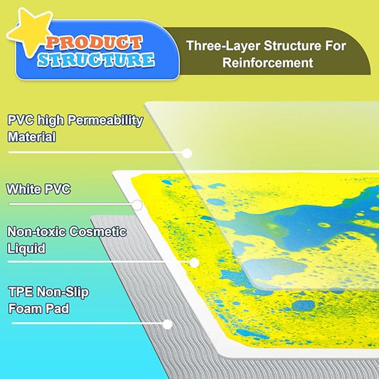 Toddlers Sensory Liquid Floor Tiles - 4 Pack Liquid Tiles for Kids Sensory Play & Motor Skills Development, Safe Non-Toxic Lava Sensory Mats for Classroom, Home, Daycare Gifts Toddlers with Autism
