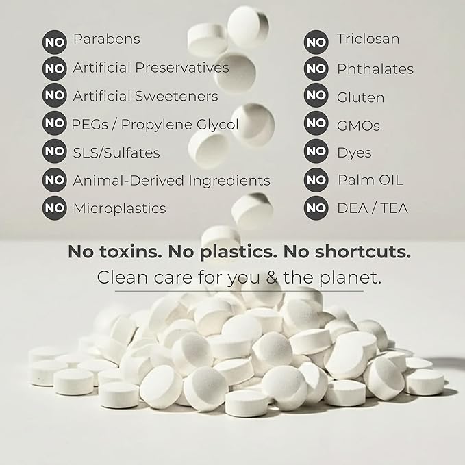 Citrus Yuzu Mint Fluoride-Free Toothpaste Tablets with Nano Hydroxyapatite | Natural Whitening, Enamel Strengthening, Plastic-Free & Travel-Friendly (4 Month Refill)