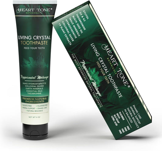 Living Crystal Toothpaste | Fluoride Free | Natural & Remineralizing Hydroxyapatite Toothpaste | Sensitive Teeth | Theobromine, Strengthens Enamel | Minty Fresh