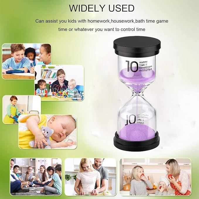 SuLiao Hourglass Sand Timer 10 Minute: Plastic Sand Clock, Purple Sand Watch 10 Min, Large Reloj De Arena 10 Minutos, Colorful Hour Glass Sandglass for Kids, Games, Classroom, Kitchen, Decorative