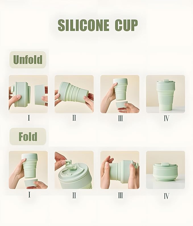 Collapsible Cup for Traveling, 12Oz Collapsible Silicone Travel Cup for Hot and Cold Drinks, Leak Proof Reusable Folding Travel Coffee Mug for Camping & Hiking, Purple