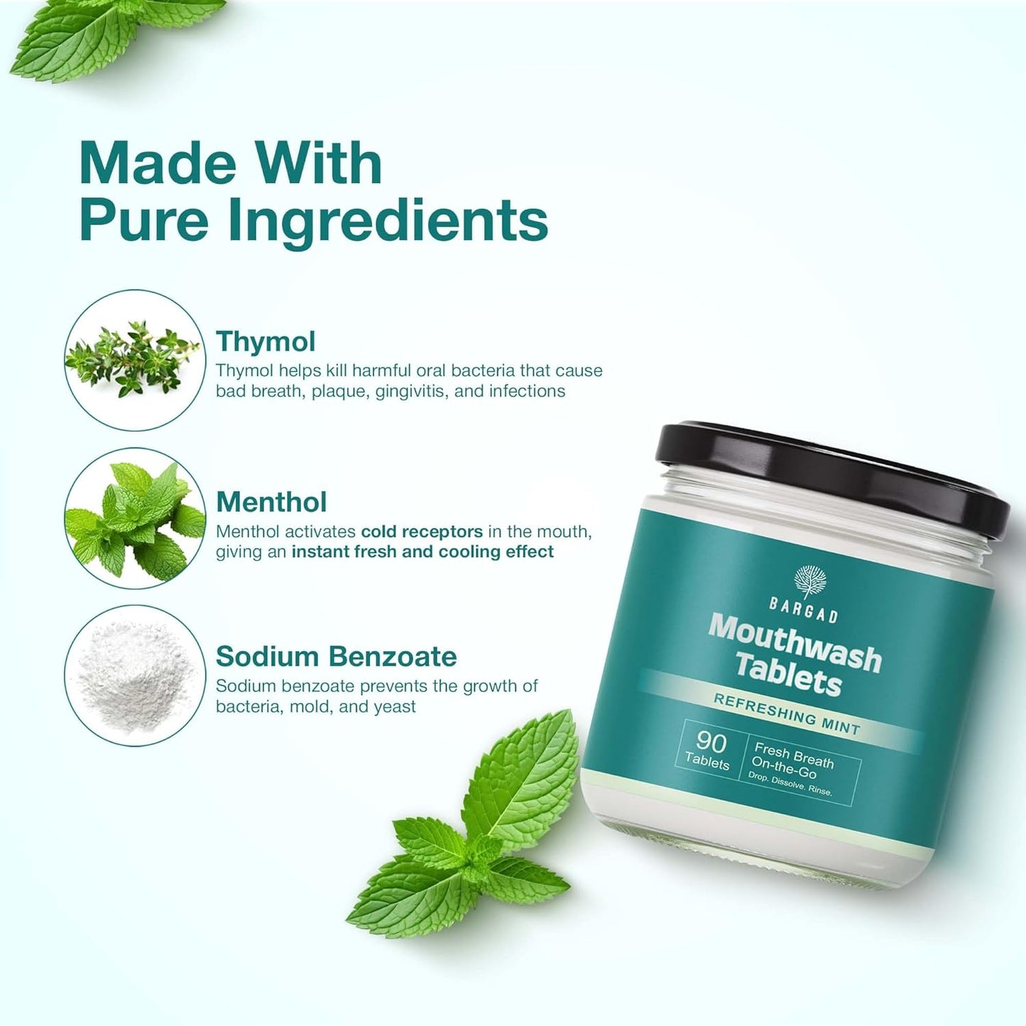 Mouthwash Tablets – Natural Mint Flavor | 90 Count | Travel-Friendly, Alcohol-Free, Eco-Friendly Oral Rinse Tablets | Freshens Breath, Supports Oral Hygiene | Just Add Water