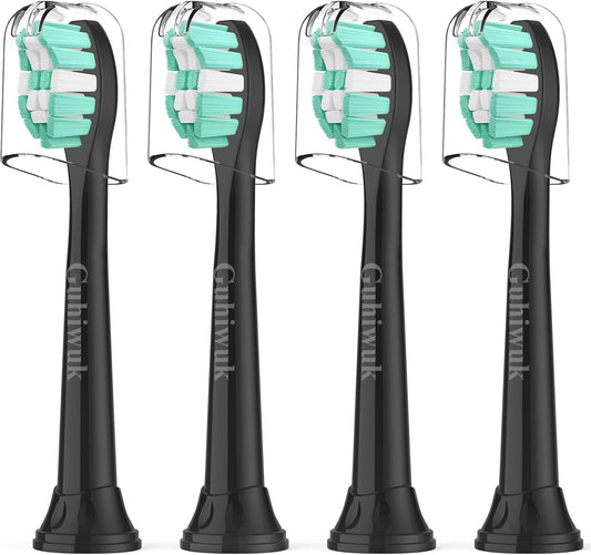 Toothbrush Heads for Philips Sonicare Replacement Heads, C2 Brush Head Compatible with Phillips Sonicare Click-on 4100 5100 6100 Electric Toothbrush, 4 Pack, Black
