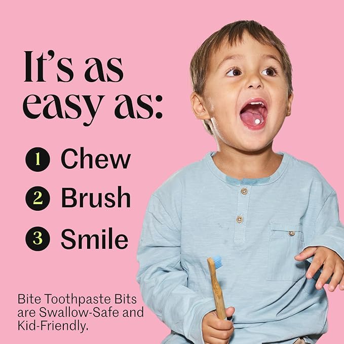 Bite Whitening Toothpaste Tablets – Nano Hydroxyapatite & Xylitol (Berry Twist) | Sensitive Teeth & Kid-Friendly | No Fluoride, Vegan, Cruelty-Free | Travel-Size | 2 Bottles (124 Bits) | Made in USA