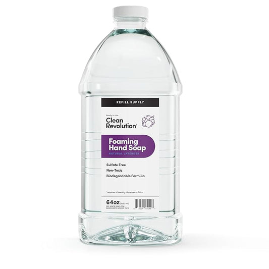 Clean Revolution Foaming Hand Soap Refill Supply Container, Ready to Use Formula, Natural Lavender Fragrance, 64 Fl Oz (Pack of 1)