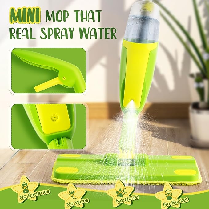 Toddler Spray Mop-Montessori Toys Mini Size Cleaning Mini Mop That Really Spray -Kid Pretend Play Toys Gift for Toddlers Girls Boys