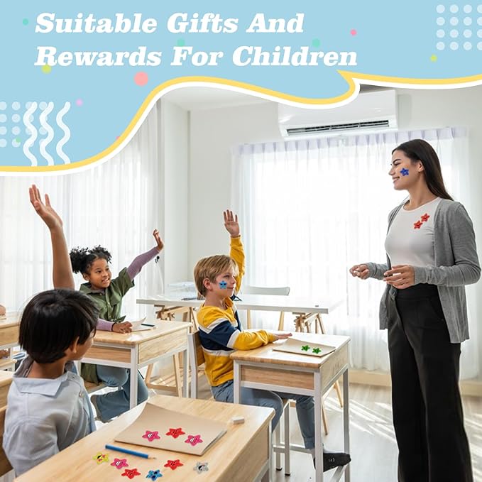 700Pcs Smiley Face Star Stickers for Kids Reward, 1inch 8 Colored Sparkly Foil Expression Stickers for Student Planner and School Classroom Teacher Supplies 3.15inch in Diameter per roll