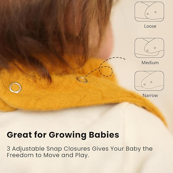 Konssy Muslin Baby Bibs 10 Pack Baby Bandana Drool Bibs 100% Cotton for Unisex Boys and Girls, Soft Absorbent Set for Teething and Drooling