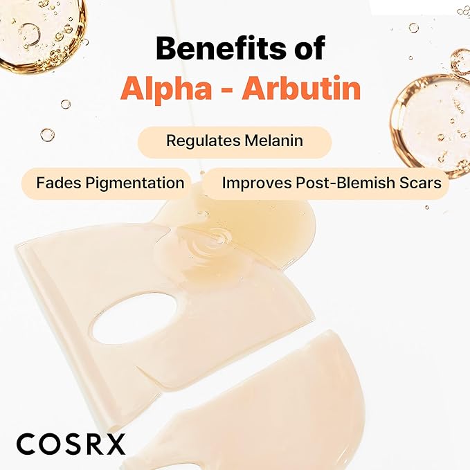 COSRX The Alpha-Arbutin Discoloration Care Hydrogel Face Masks Skincare 3 EA, Collagen Face Mask, Travel Essentials, Overnight Face Mask, Korean Skin Care, Stocking Stuffers
