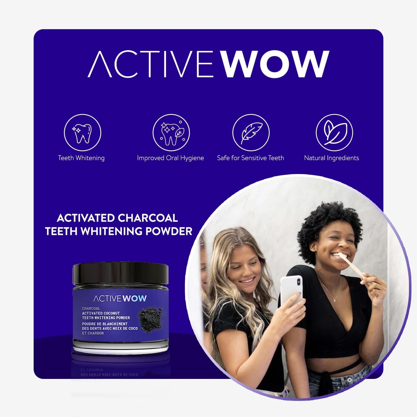 Active Wow Teeth Whitening Charcoal Powder Natural
