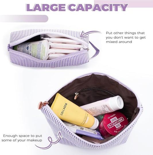 Personalized Makeup Bag for Women Girls - Fashion Cosmetic Bag Trendy Travel Toiletry Bag with Initials Letter - Teen Gifts - Lavender,F