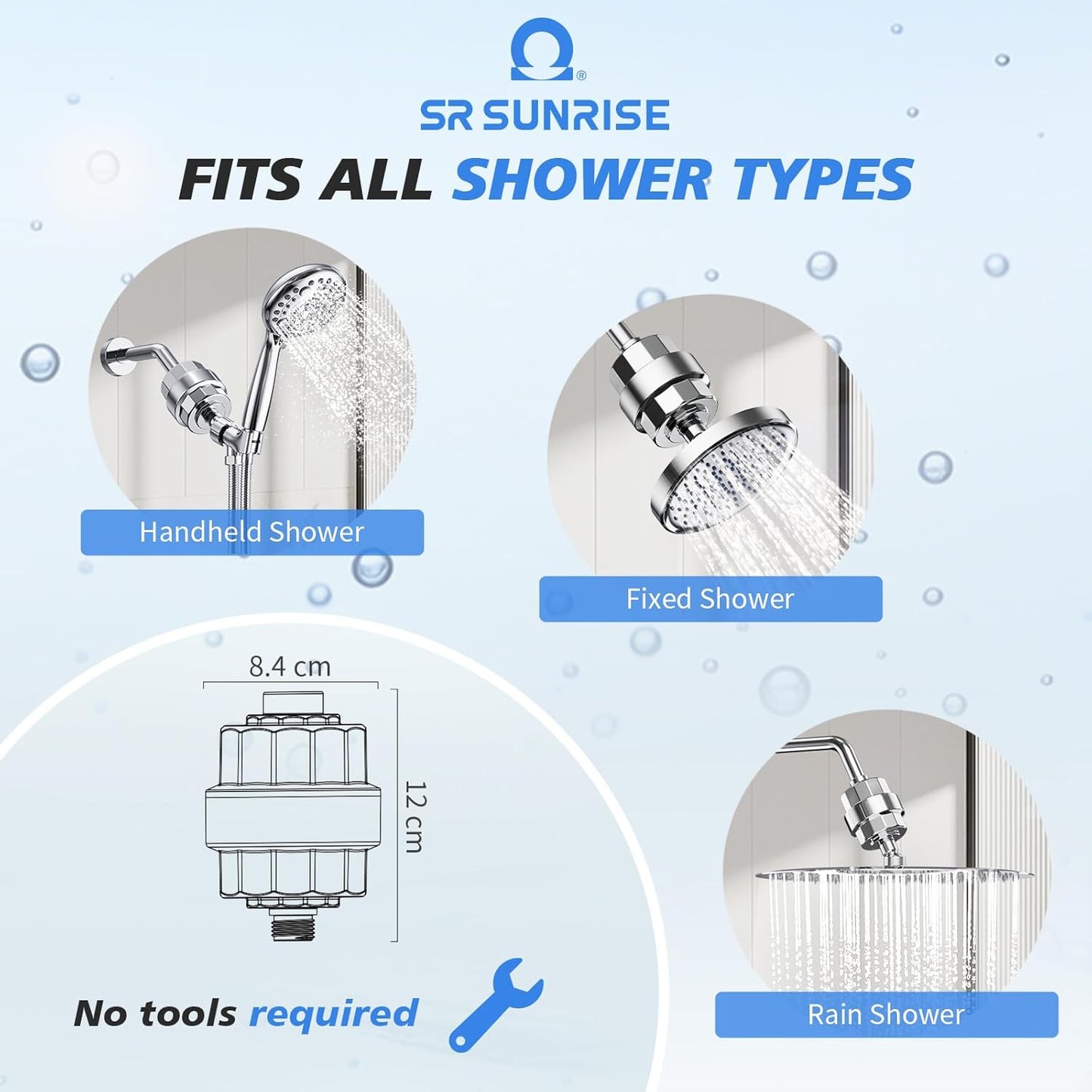 20-Stage Shower Filter-Shower Head Filter for Hard Water, with 3 Replaceable Filter Cartridges, High Output Shower Water Filter for Removing Chlorine and fluoride, Polished Chrome