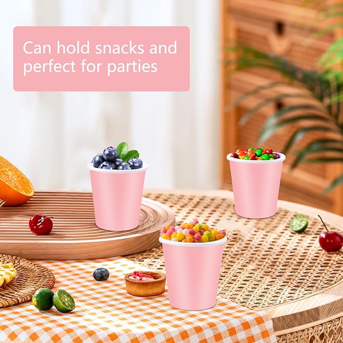 150 Pack 3oz Pink Paper Cups,Mouthwash Cups, Disposable Bathroom Cups,Small Paper Cups 3oz Ideal for Bathroom,Supermarket,Birthday Party,Picnic and BBQ