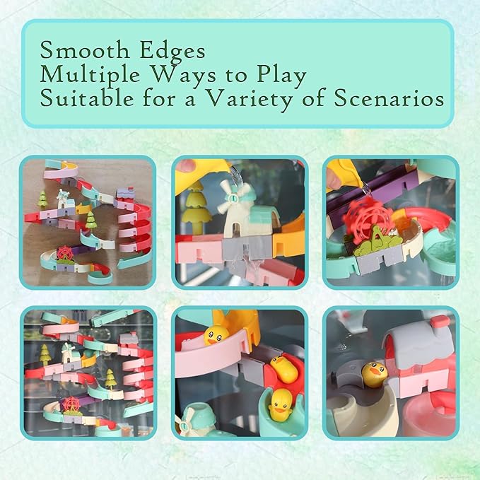 62 PCS Toddler Bath Toys for Kids Ages 3-5,Large Fun DIY Suction Cup Bathtub Mold Free Shower Toy Set,Duck Slide Building Game Toys for Ages 1 2 3 4 5 6 7 8 Year Old,Birthday Gift for Baby Boys Girls