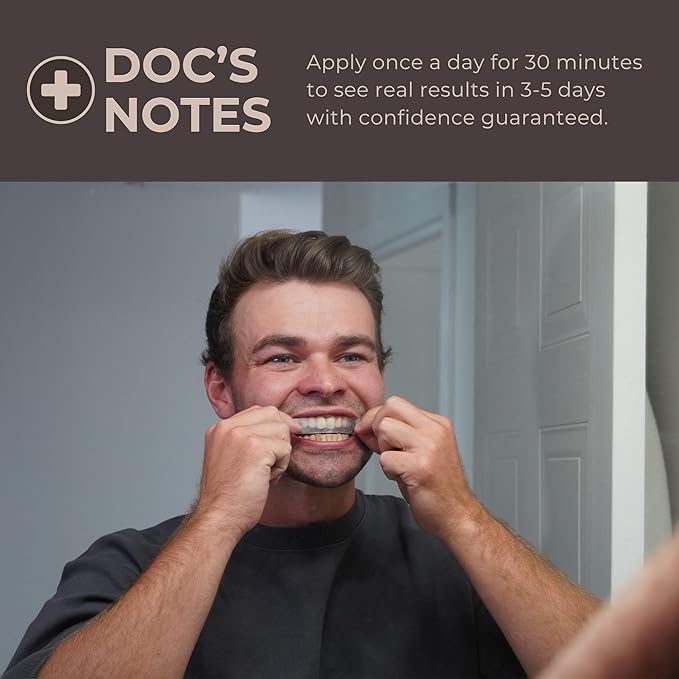 Teeth Whitening Strips for Men – 14 Treatments | Enamel-Safe Hydrogen Peroxide Formula Infused with Coconut Oil | FoamFlex™ Technology | No Sensitivity, Professional at-Home Whitening Kit