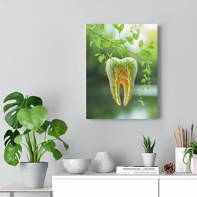 SchindlerBang Botanical Dental Art,Willow Branch Tooth Design,Natural Decor for Holistic Practices,Spa-Like Clinics,and Wellness Spaces 8x12inch Ready to Hang