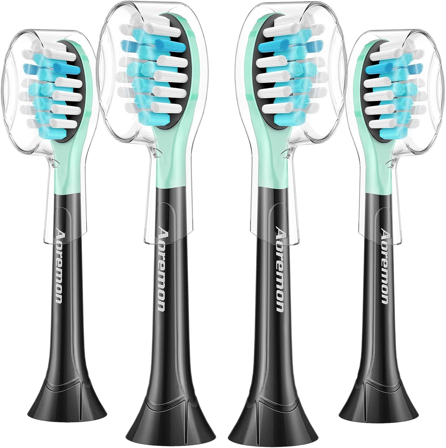 Aoremon Toothbrush Replacement Heads for Sonciare C3 - Brush Heads for Philips Sonicare 2 Series 3 Series ProtectiveClean 4100 5100 6100 DiamondClean FlexCare HealthyWhite G3 W3 C2 G2 C1,4 Count,Black