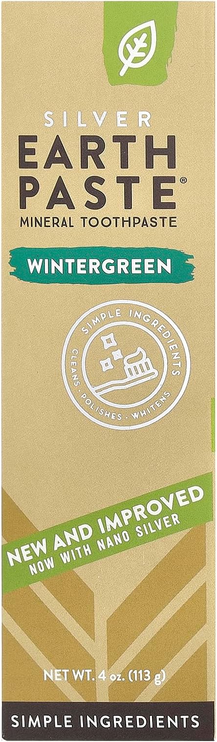 REDMOND - Earthpaste All Natural Non-Fluoride Vegan Non GMO Real Ingredients Toothpaste, Wintergreen 4 Ounce Tube (Pack of 3) (Packaging May Vary)