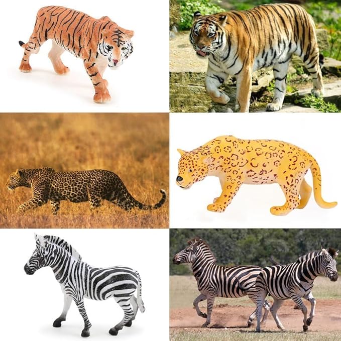 BOLZRA Safari Animals Figures Toys, Realistic Jumbo Wild Zoo Animal Figurines, Plastic African Jungle Animals Playset for Kids Toddlers, 14Pcs Birthday Stocking Stuffers