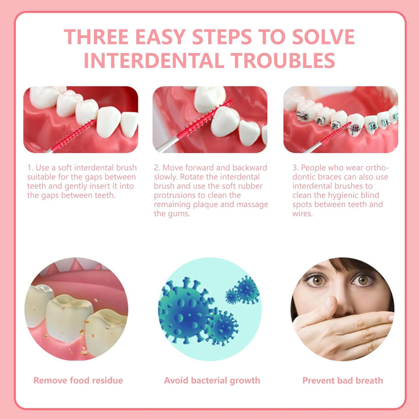 Dental Floss Picks Soft Silicone interdental Brush, Braces Brush, Floss Picks for Teeth, Disposable interdental Brush, Suitable for Cleaning Teeth Health(Red, 160pcs)