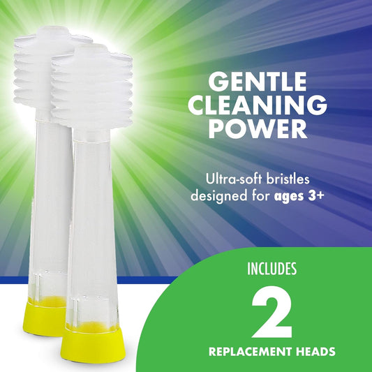 Brilliant Oral Care Kids Sonic Toothbrush Ultra Soft Replacement Heads, for Children Ages 3+, Yellow, 2 Pack
