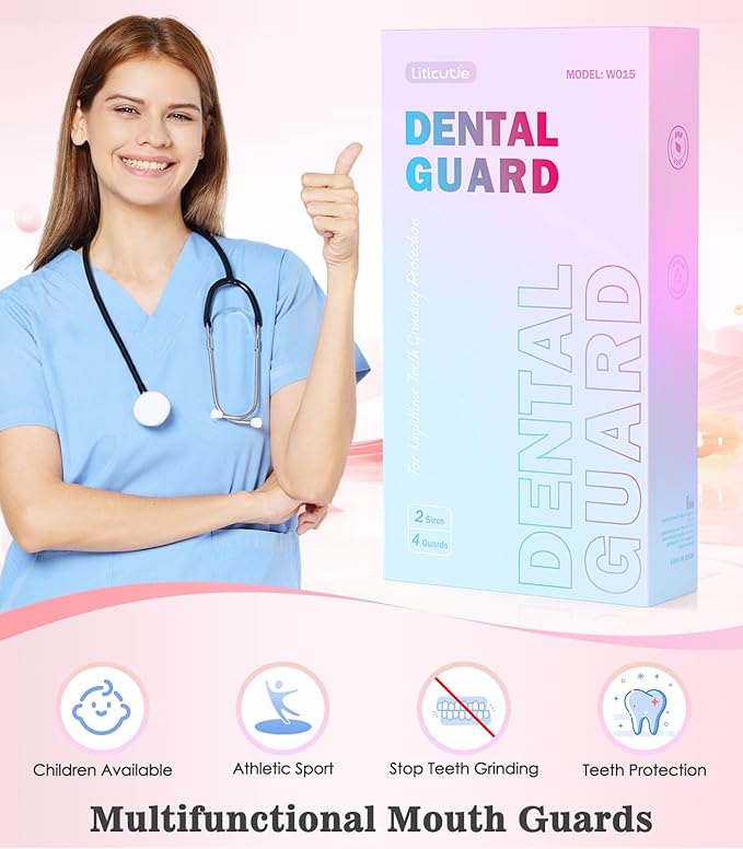 Large Mouth Guard for Grinding Teeth at Night, Night Guards for Teeth Grinding,Mouthguards for Grinding of Teeth, Sleep Guard with 2 x 5X Mirror Mouth Guard Case, Large (4 Pack)