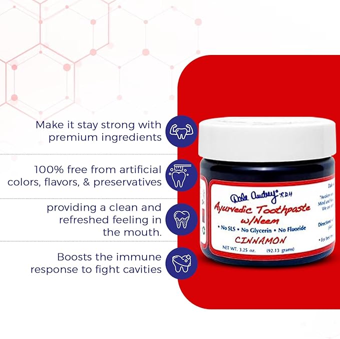 Ayurvedic Mineralizing Tooth Paste for Sensitive Teeth | Organic Refreshing Cinnamon Flavor for Teeth Whitening & Fresh Breath | Enamel Repair Vegan Toothpaste, Ayurvedic Non-Toxic Toothpaste-3.25 Oz