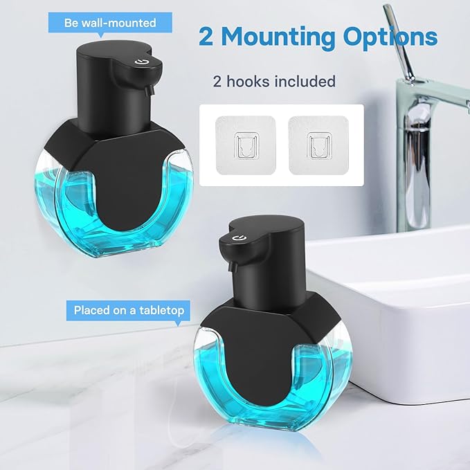 2 Pack Automatic Soap Dispenser,14.2oz/420ML Touchless Automatic Foaming Hand Soap Dispenser,Rechargeabled Wall Mounted Smart Pump for Bathroom Kitchen