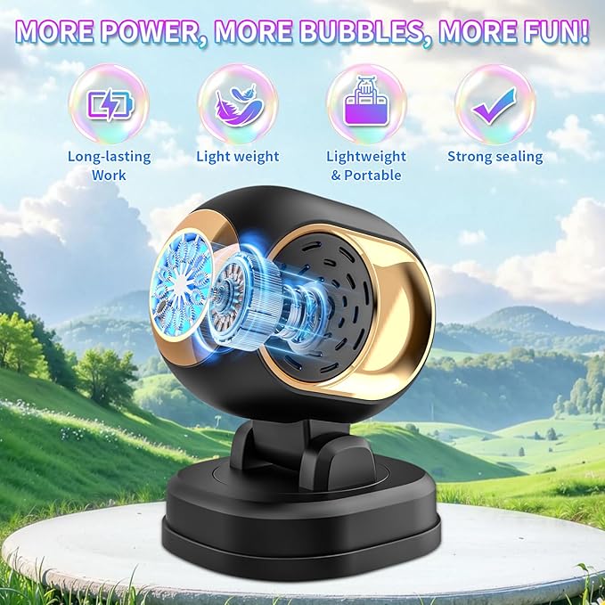 Bubble Machine, Durable Bubble Machines for Kids Toddler Parties, Automatic Bubble Blower Machine Bubble Maker Battery Operated, Great for Wedding Birthday - Christmas Bubble Toy, Black