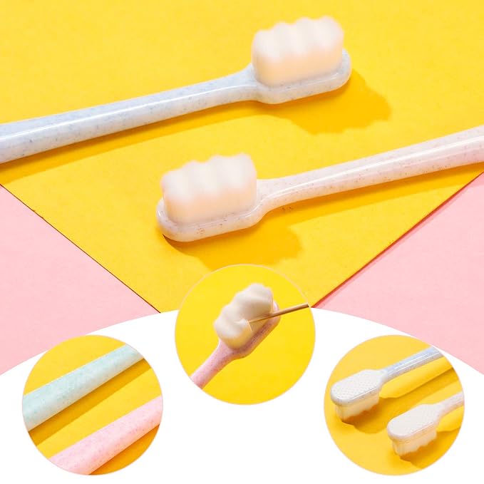 Boao 4 Pieces Extra Soft Toothbrushes for Sensitive Gums with 20000 Micro Nano Bristle for Adult Pregnant Gum Recession Elderly Braces, Protect Fragile Gums(Blue, Green, Pink, Beige)