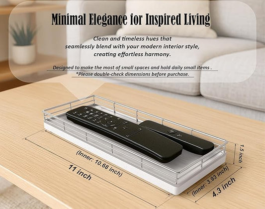 Bathroom Tray for Counter, Oak Wooden 11.2" L Vanity Tray for Jewelry Candle Makeup Perfume, Holder for Coffee Table Decor Bar Silver